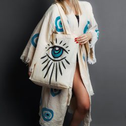 Evil Eye Stone Print Bathrobe Set - Görsel 9