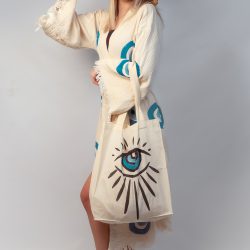 Evil Eye Stone Print Bathrobe Set - Görsel 11