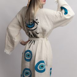 Evil Eye Stone Print Bathrobe Set - Görsel 3