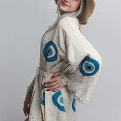 Evil Eye Stone Print Bathrobe Set - Görsel 4