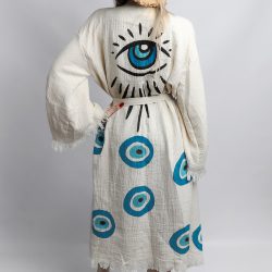 Evil Eye Stone Print Bathrobe Set - Görsel 5