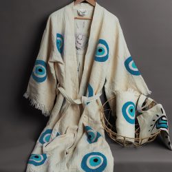 Evil Eye Stone Print Bathrobe Set - Görsel 12