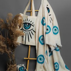 Evil Eye Stone Print Bathrobe Set - Görsel 2