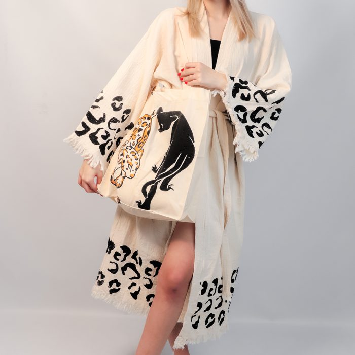 Leopard Pattern Stone Print Kimono