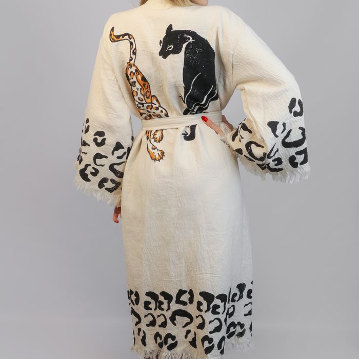 Leopard Pattern Stone Print Bathrobe