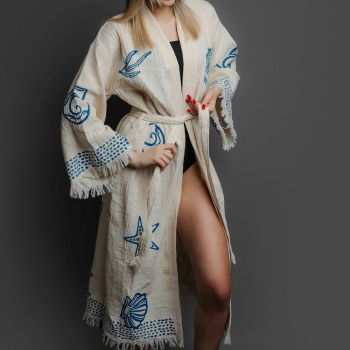 Sea Shell Stone Print Bathrobe