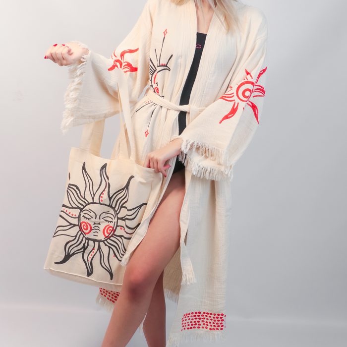 Sun&Moon Stone Print Kimono